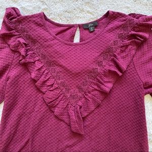 J Crew | Ruffle-trim honeycomb-knit top NWT